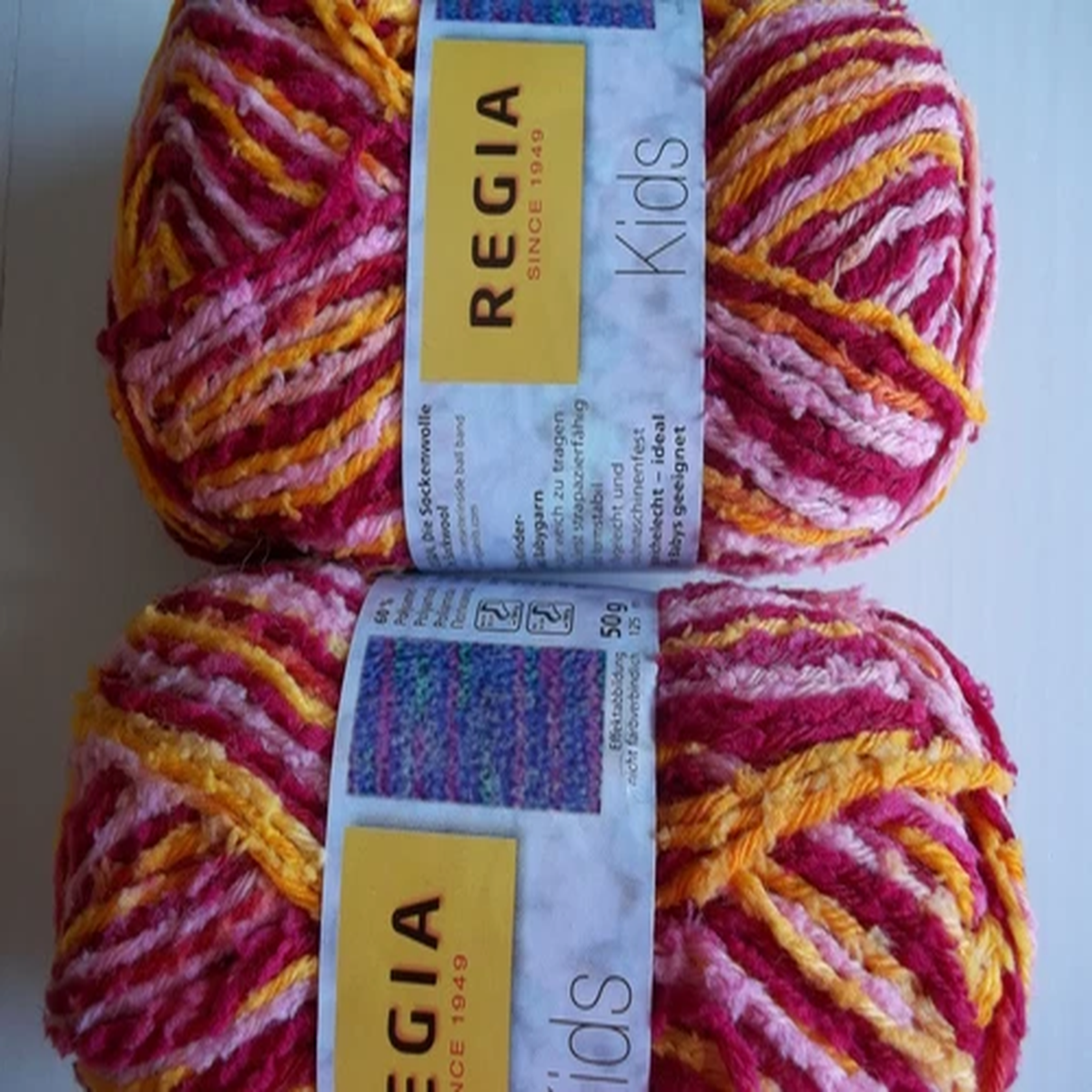 Regia Kids Color soft superwash wool blend yarn, Lisa, lot of 2 (137 yds each)
