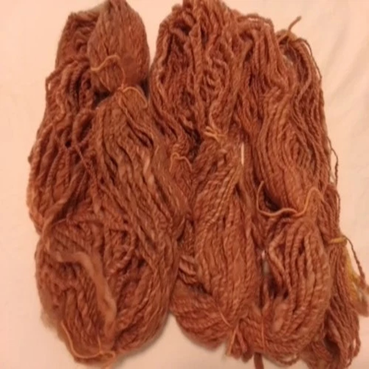 Hand Spun & Dyed 100% Wool Super Bulky approx 193 yds, 2 ply Oranges thick/ thin