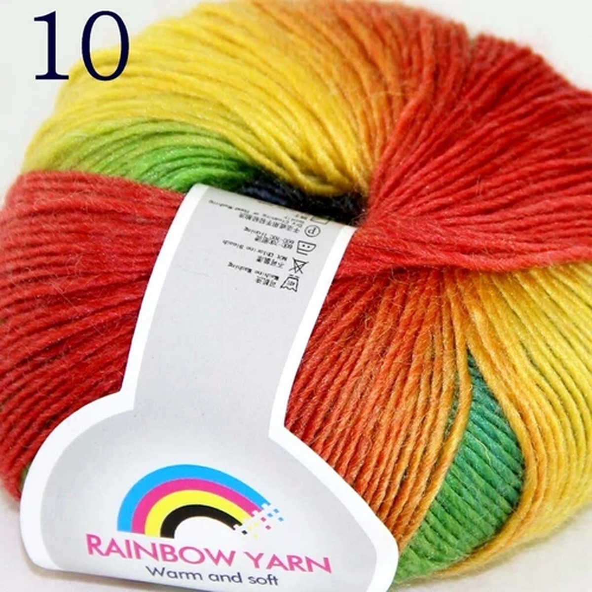 Sale 1Ballsx50gr Colorful Rainbow Rug Shawl Cashmere Wool Hand Crochet Yarn 10