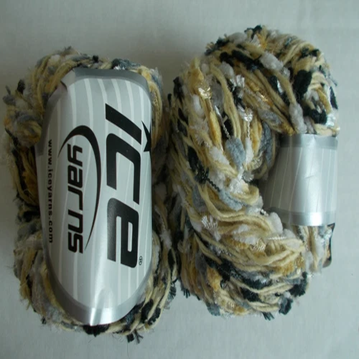 Wool Blendy fashion yarn, camel/gray/white, lot of 2 (44 yds each)