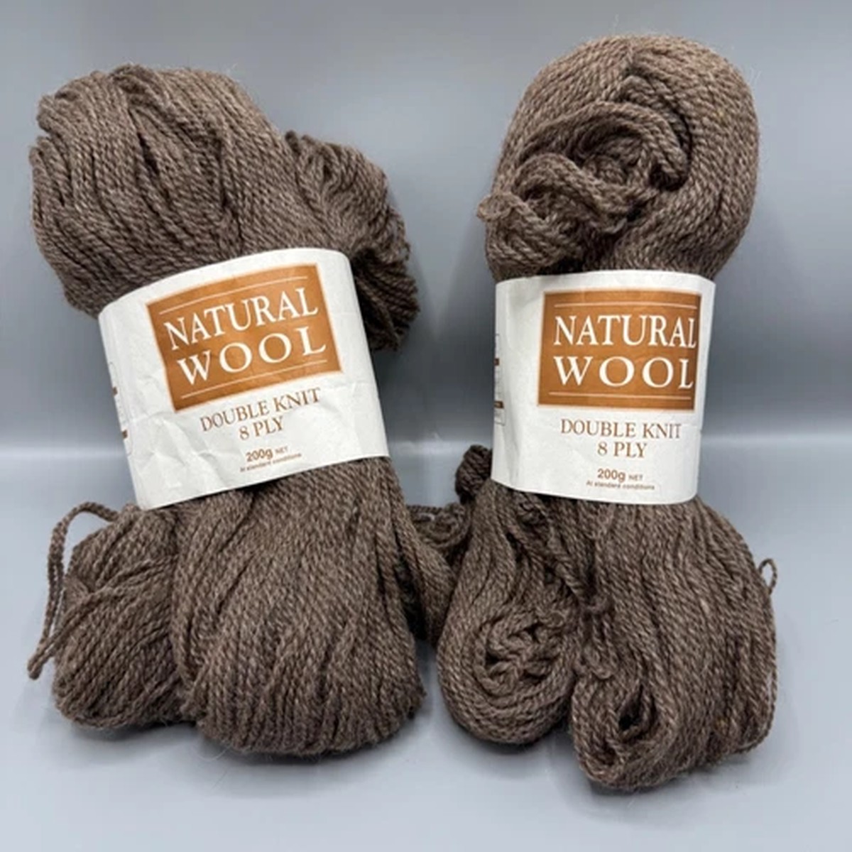 Wools of New Zealand Natural Wool Brown DK 8ply 200 grams 475 yards Lot of Two