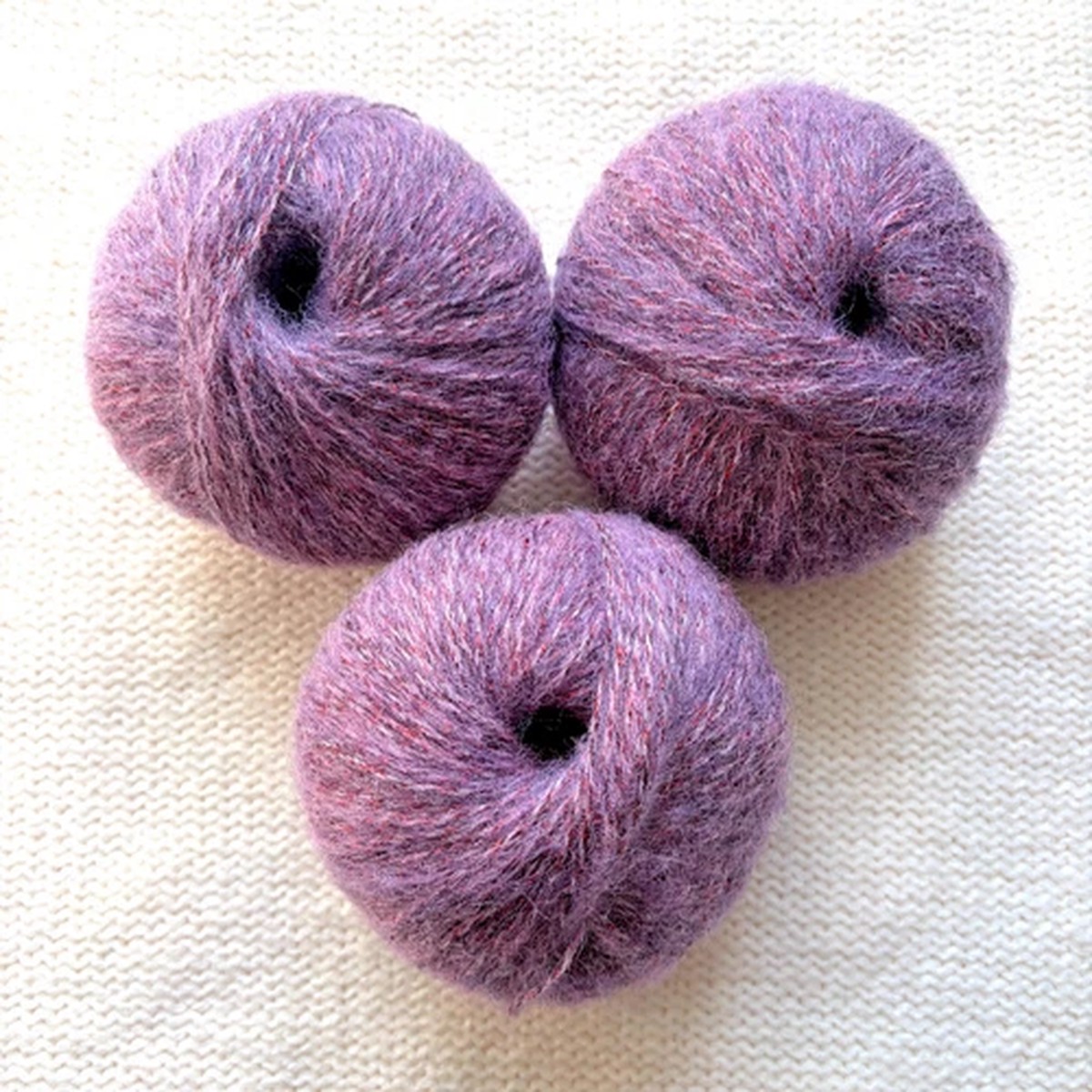 3 balls x 25g Glitter Mohair yarn : Mohair + Wool + Rayon : 31 Plum