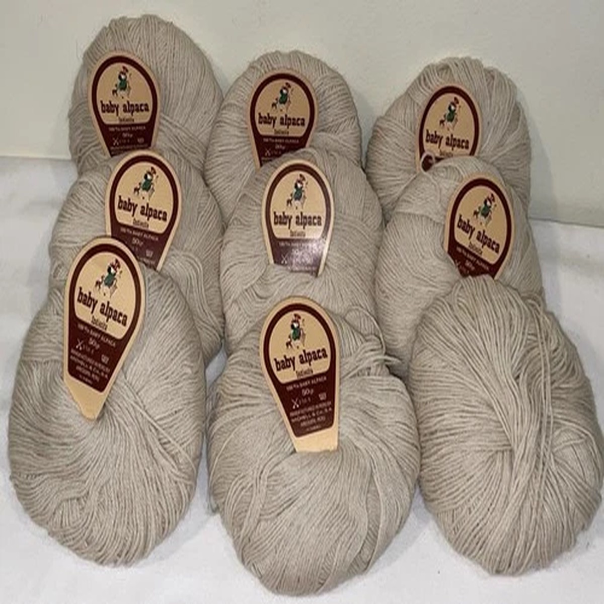 9 Cakes/Skeins NOS Indiecita Luxury Yarn 100% Baby Alpaca PERU 50g 2.5-3 Natural