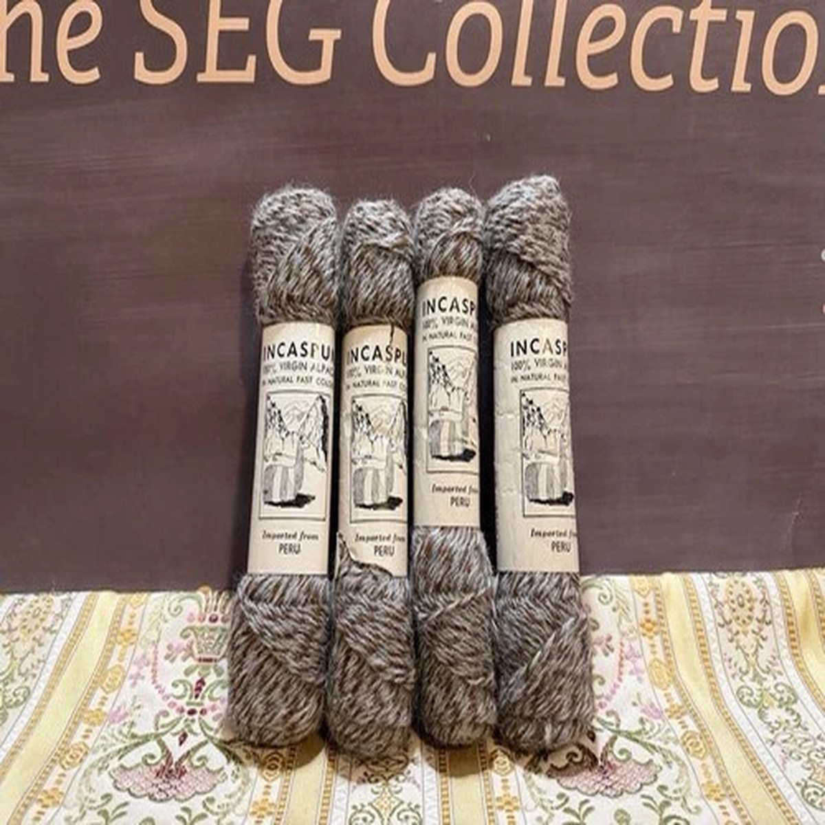 Incaspun 100% Virgin Alpaca Wool Skein Peru 1 Oz LOT of 4 Brown