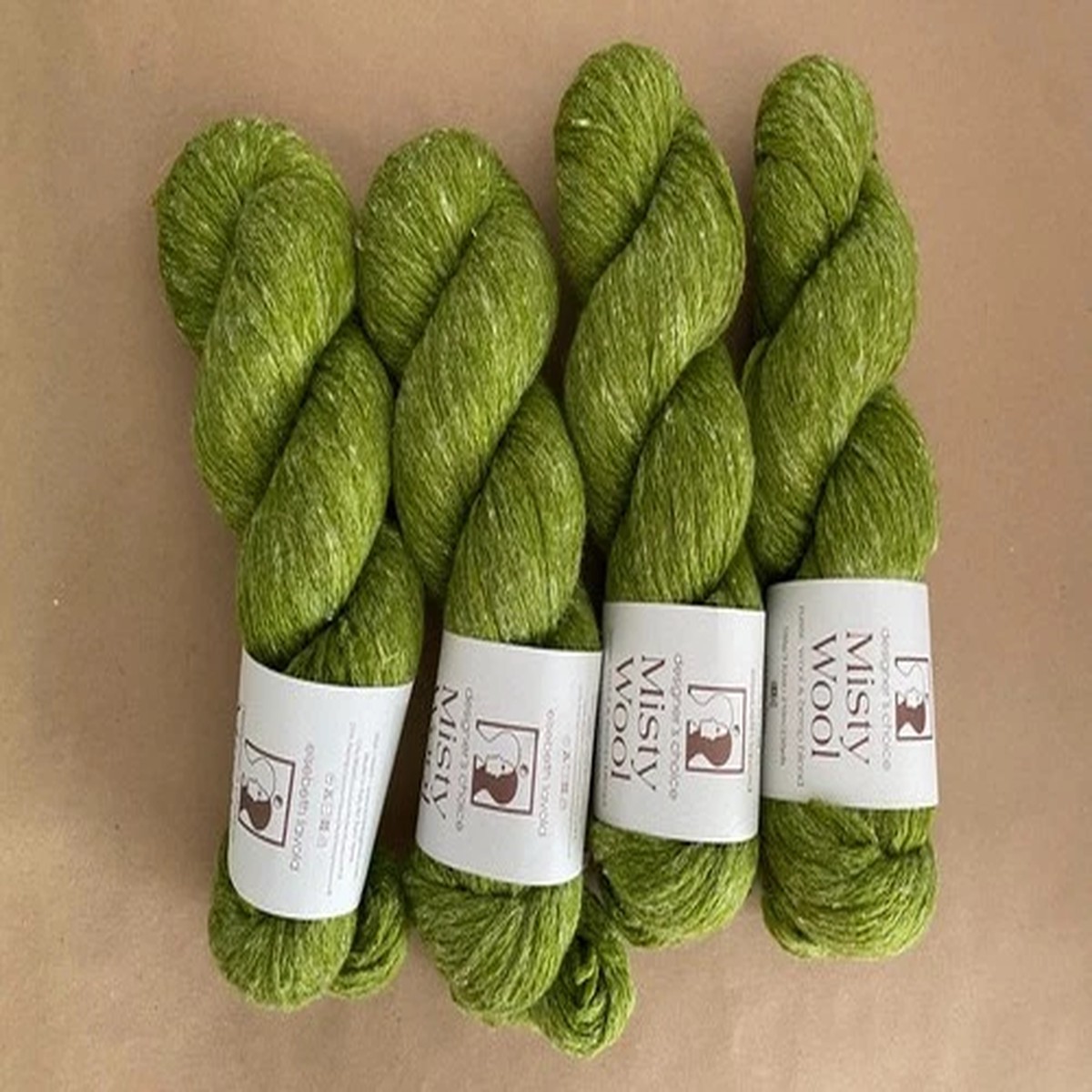 Lot of 4 ~ Elsebeth Lavold Misty Wool Yarn, Color: sapling green, dye lot 58