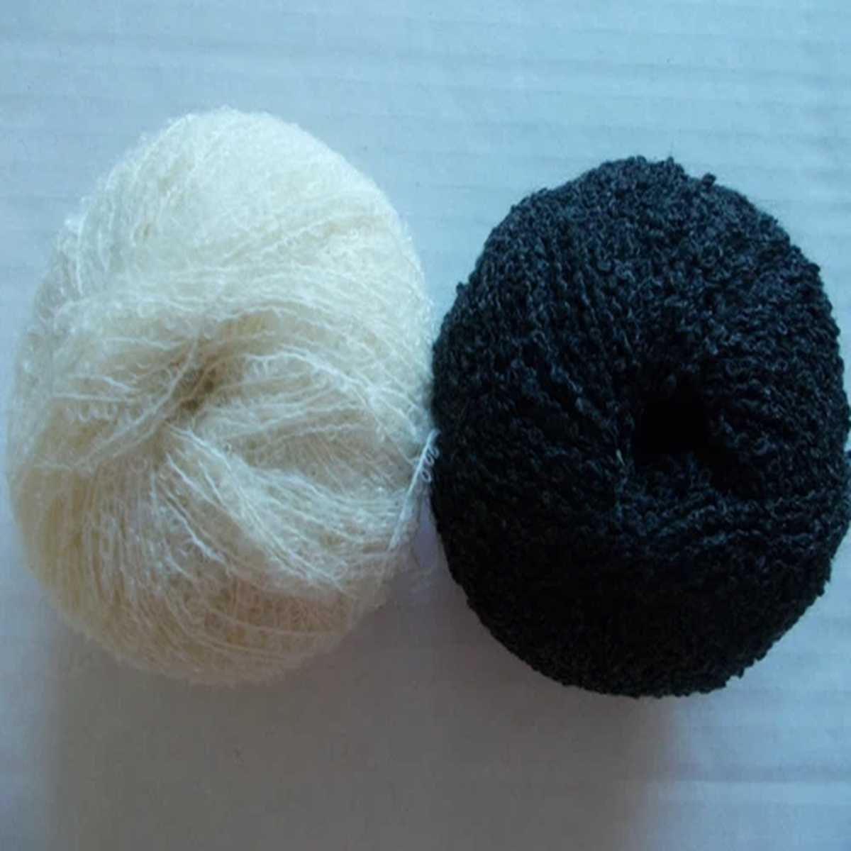 NuMei Baby Loop wool blend yarn, cream/charcoal,mixed lot of 2 (181 yds each)