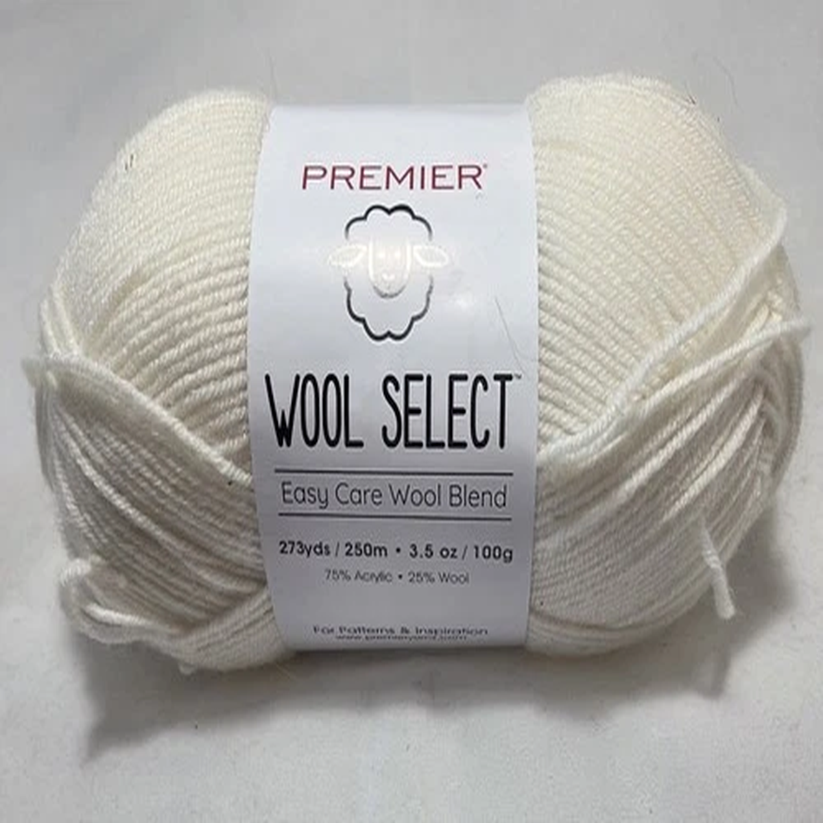 Premier Wool Yarn Select Roll Blend Cream, 273 yds 3.5 oz, Knit Crochet