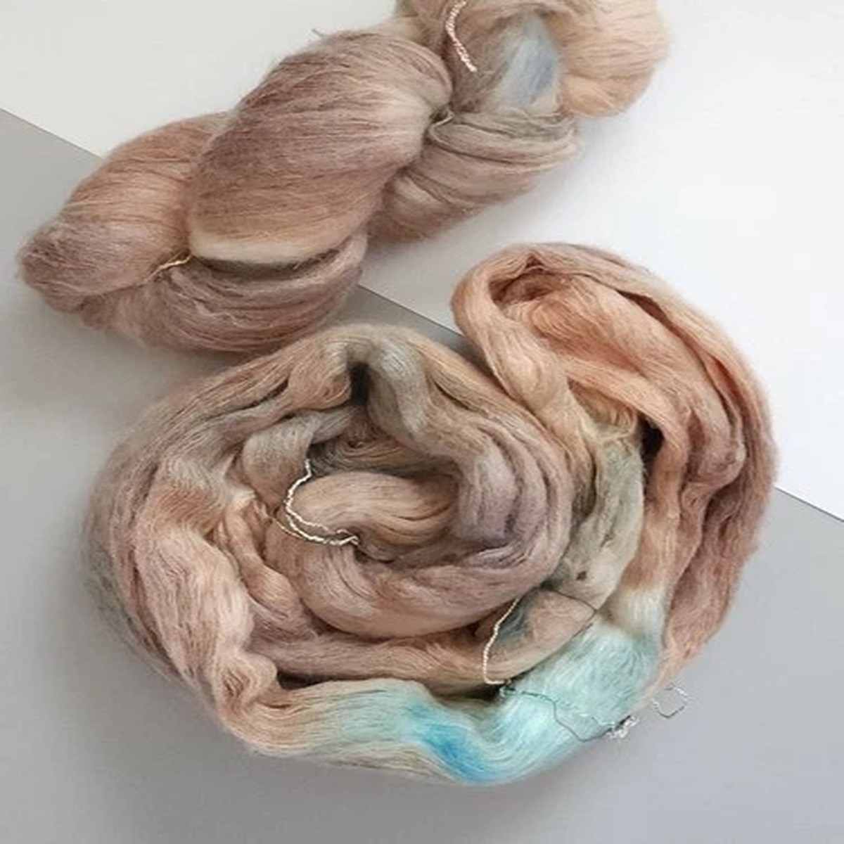 184g Hand Dyed Silk Kid Mohair Yarn Lace Variegated Nomad Earth Camel Turquoise