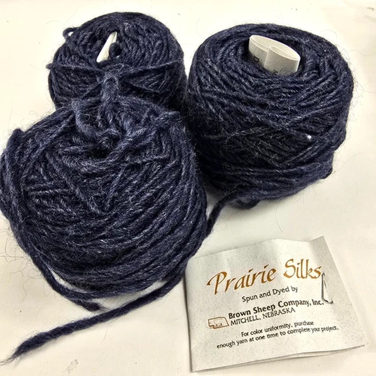3 Cakes Brown Sheep Prairie Silks Aran Yarn Wool Silk Mohair Blue 264 Yd