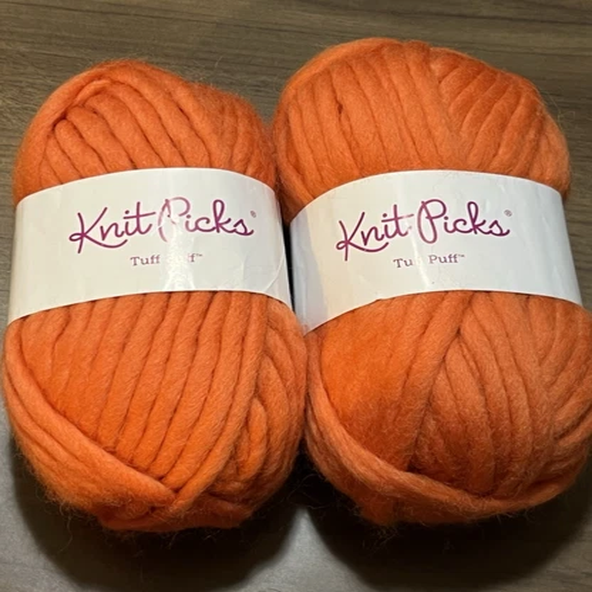 Knit Picks TUFF PUFF Yarn ORANGE 100% Wool 3.5oz 44yds ea. Set of 2