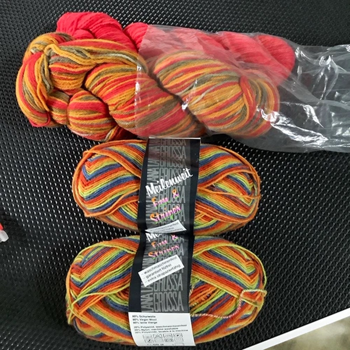 Lana Grossa Meilenweit Fun & Stripes Sock Yarn Multicolor Lot 2 & 2 other skeins