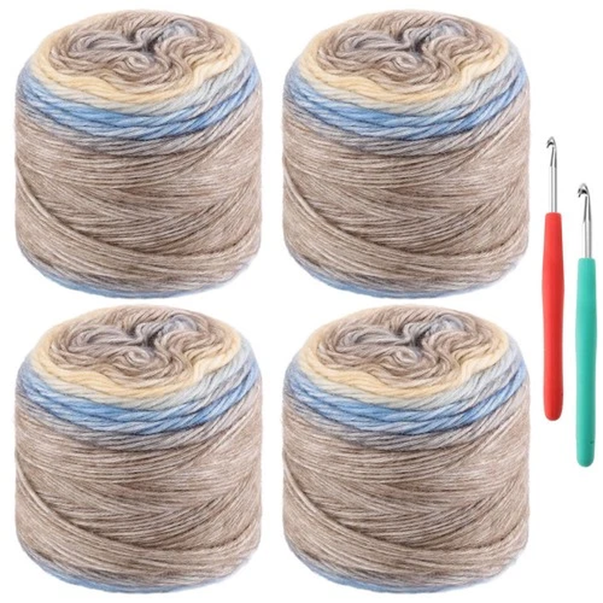 WSICSE Fairyland Yarn for Crocheting, 4 Skeins of 100g/3.52oz Gradient Soft Cott