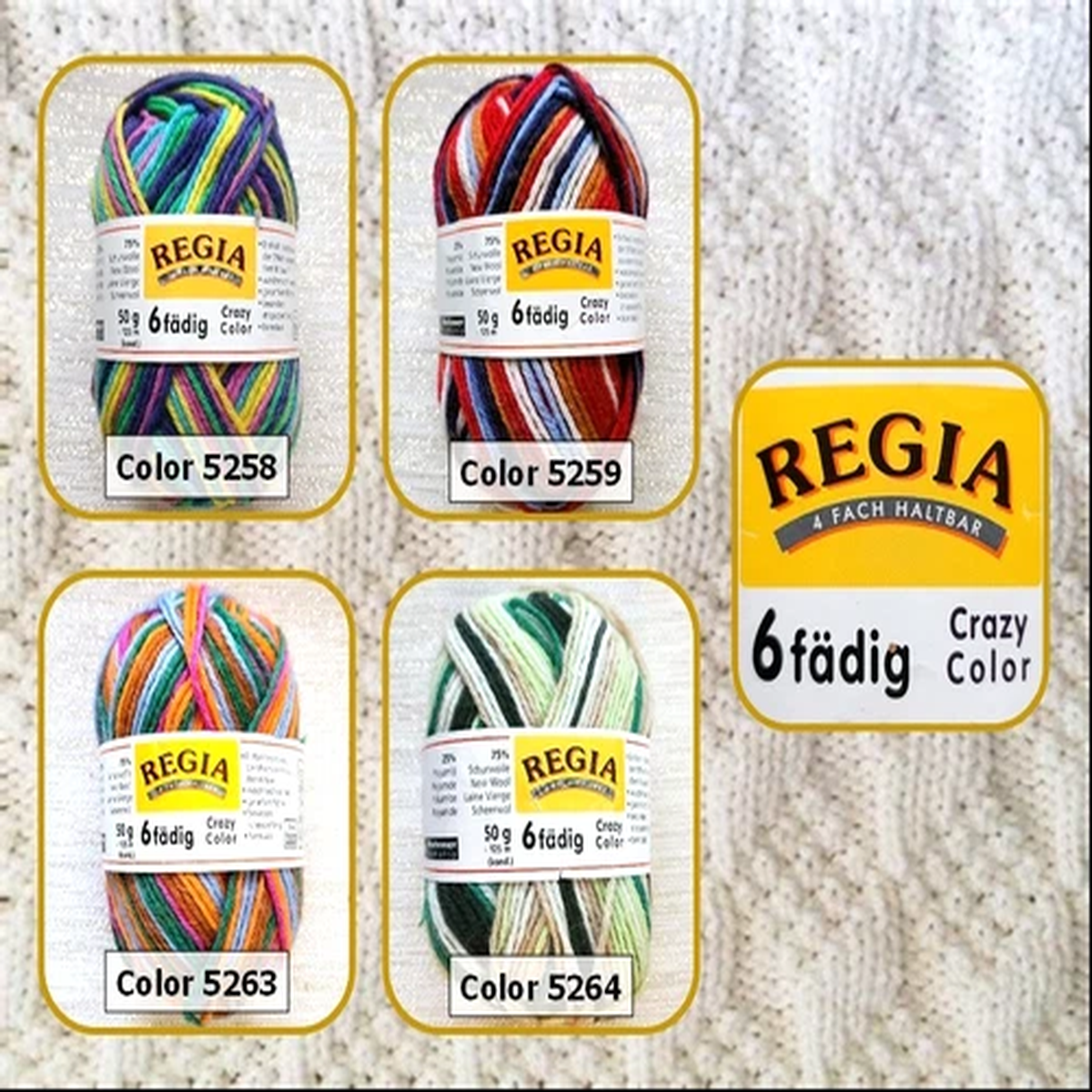2 Skeins - 6-fdig Crazy Color by Regia (75% Wool/25% Nylon) Self-Patterning