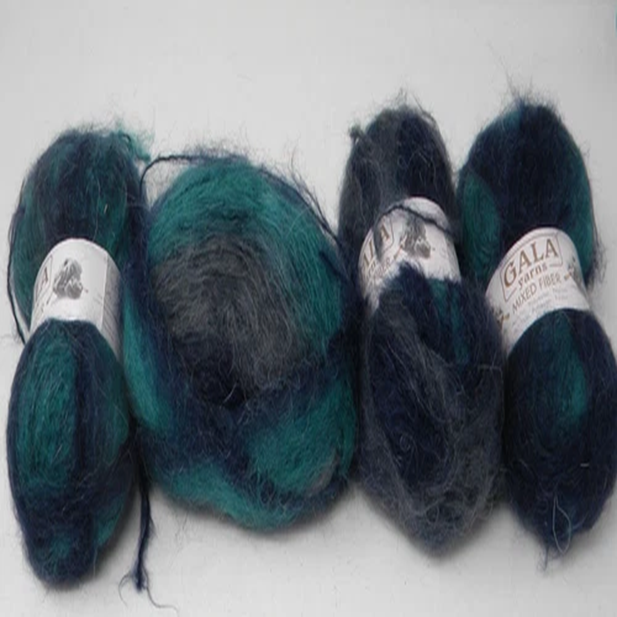 4 Skeins Gala Fake Mohair Yarn Teal Navy Blue