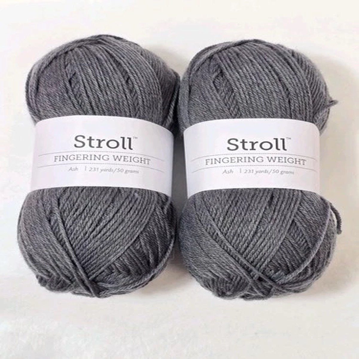 Ash Gray Knit Picks Stroll Fingering yarn lot 2 Merino/Nylon 50g/231y
