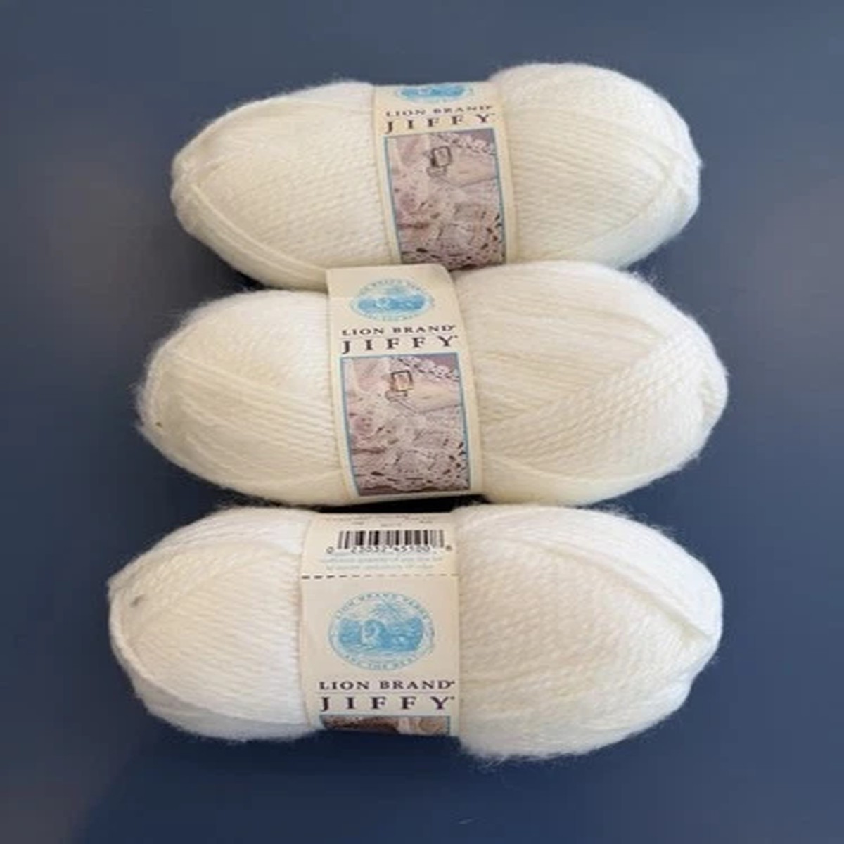 Lion Brand Jiffy Mohair Yarn Look Lot Of 3 White New
