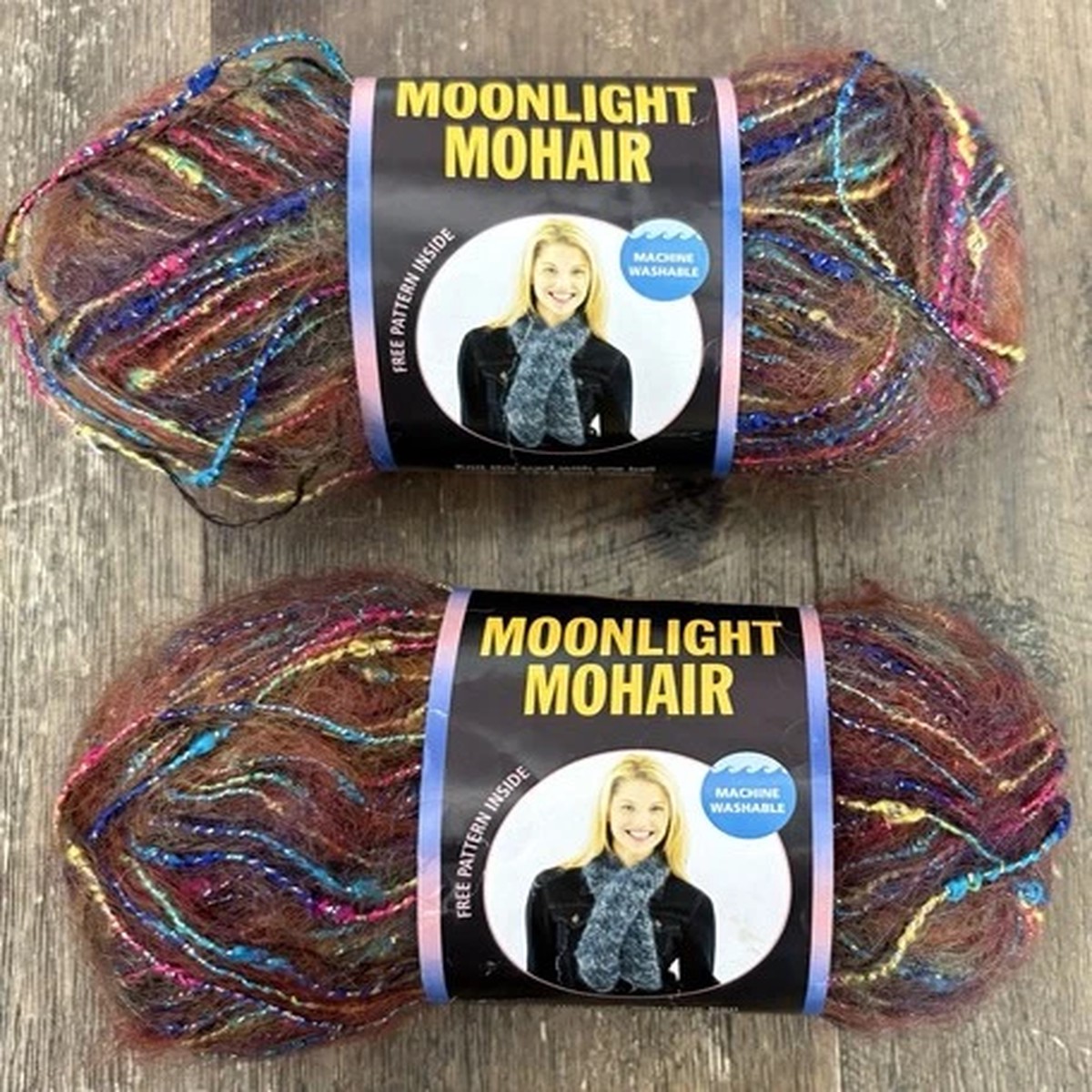 Lion Brand Moonlight Mohair Yarn Rainbow Falls Bulky #5 Skein 1.8oz Lot Of 2