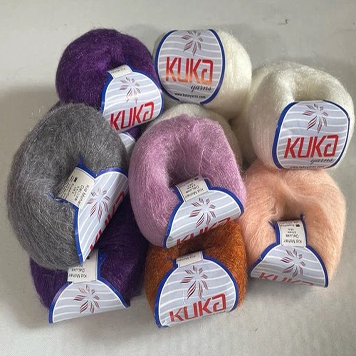 Lot 11 Skeins KUKA yarn. Kid Mohair Deluxe. ~50g Ea.