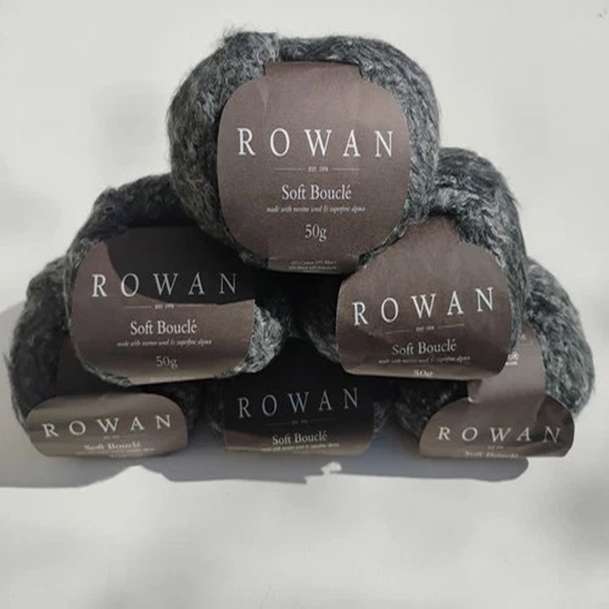 Rowan Soft Boucle (45% Cotton, 23% Alpaca,22% Wool,10% Poly) 109y, 50g, Lot of 6