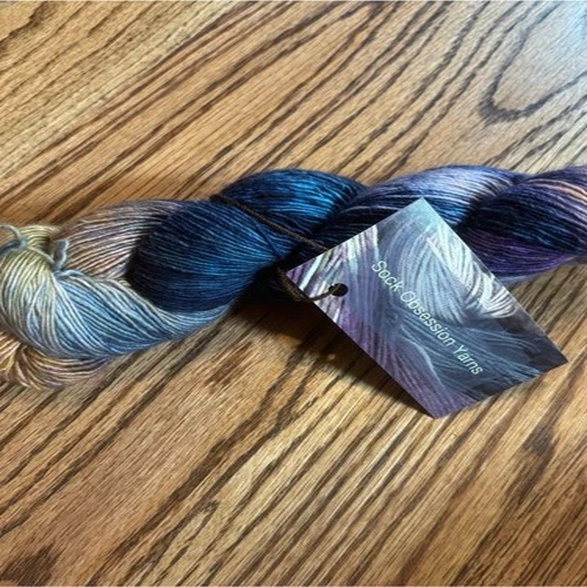 Sock Obsession Yarn Fingering Variegated Superwash Merino Wool Purple Gray Blue