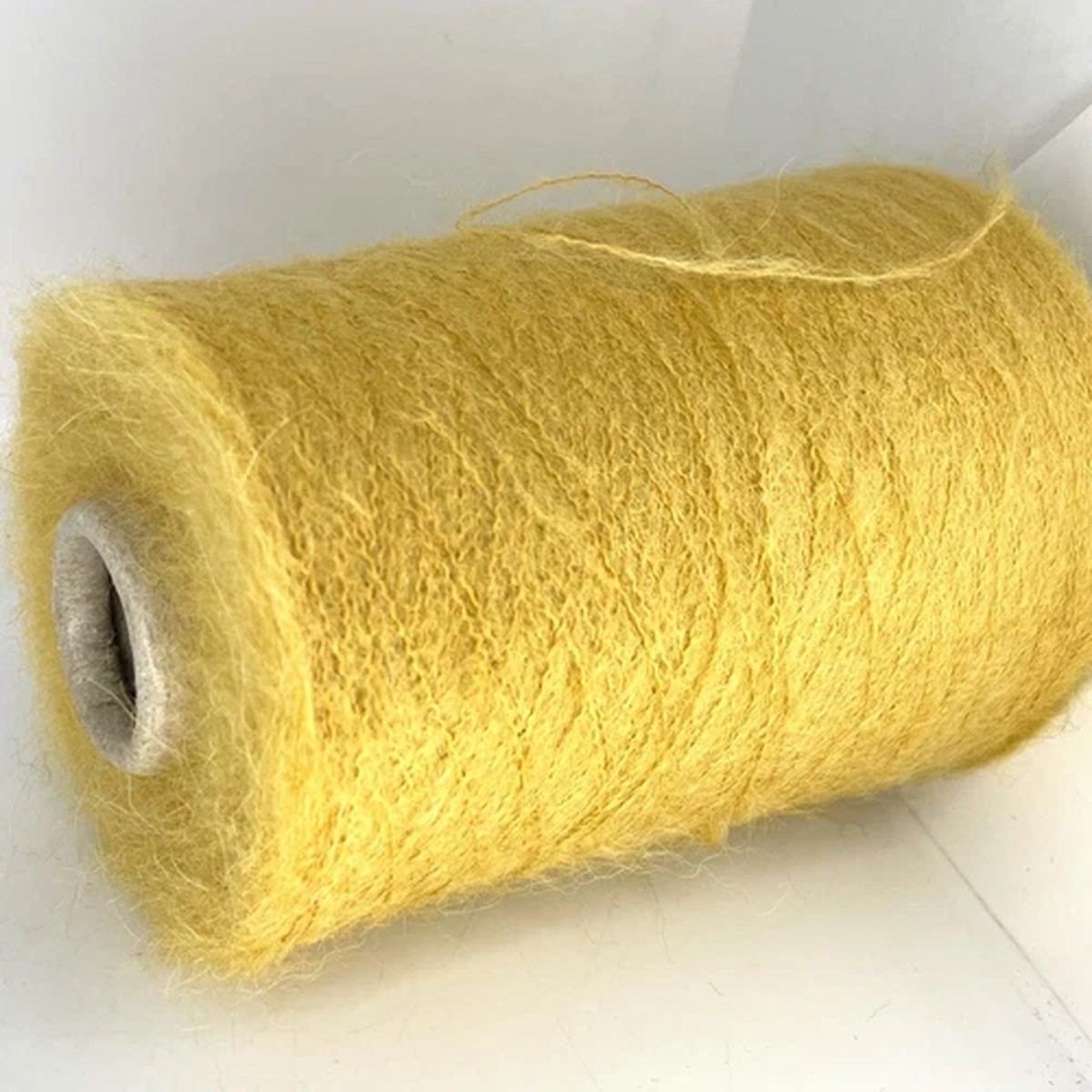 Yellow ALPACA WOOL FLUFFY Yarn on Cone LACE WEIGHT Crafts *USA TARIFF FREE*