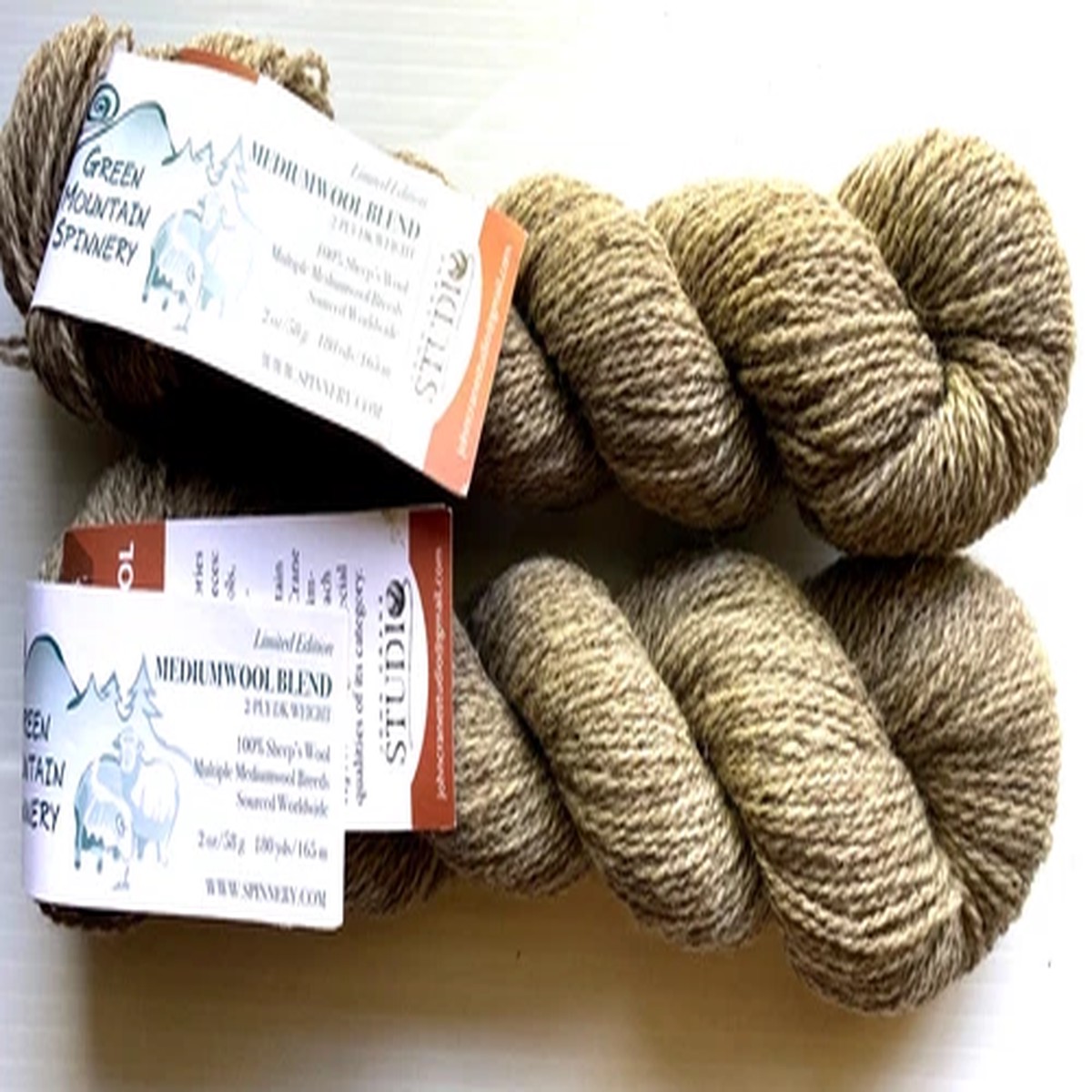 2 Skeins GREEN MOUNTAIN SPINNERY John Cranes Wool DK Yarn NSW 180 Yards Each