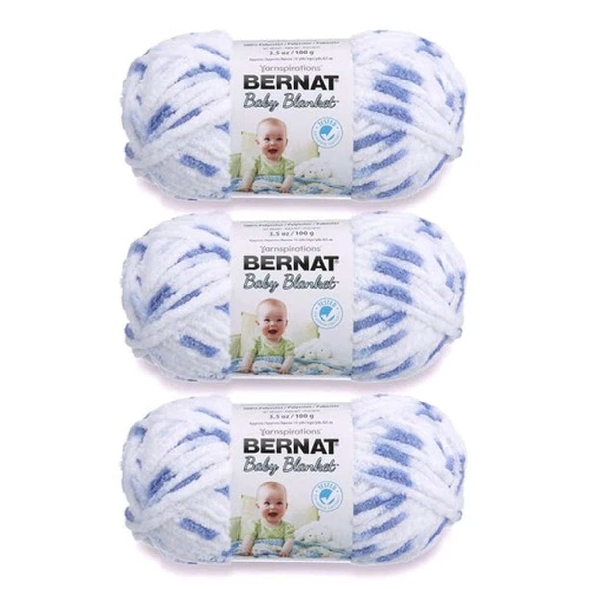 Bernat Baby Blanket Yarn 3 Pack Denim Print Super Bulky 100 Polyester 100G