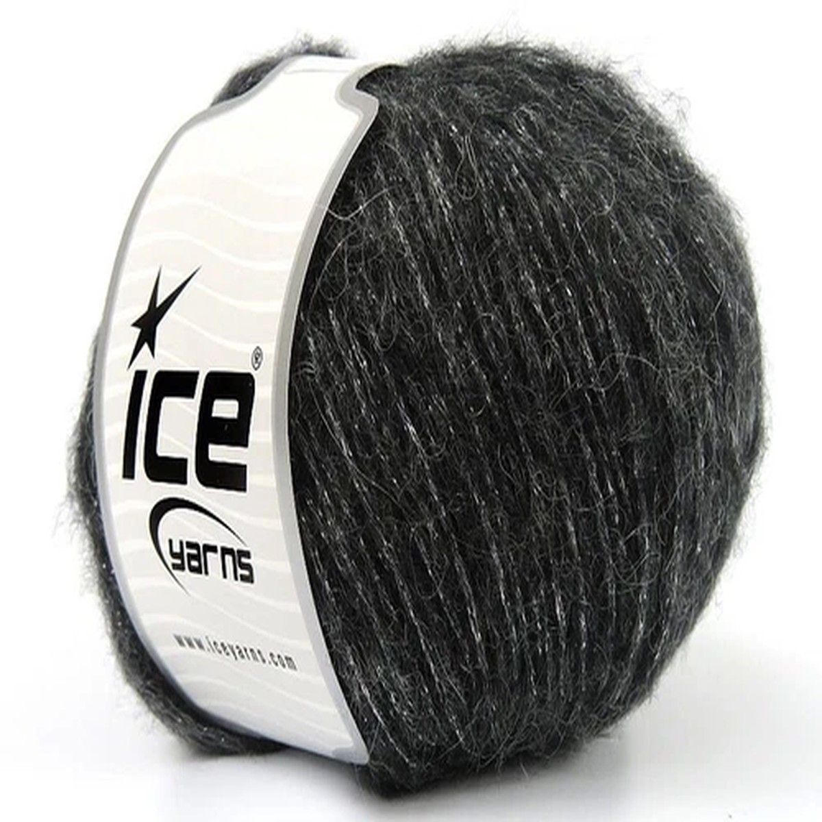 Charm Black Silver 80423 Ice Yarns DK Mohair Wool Blend w/ Sparkle 50gr 218yds