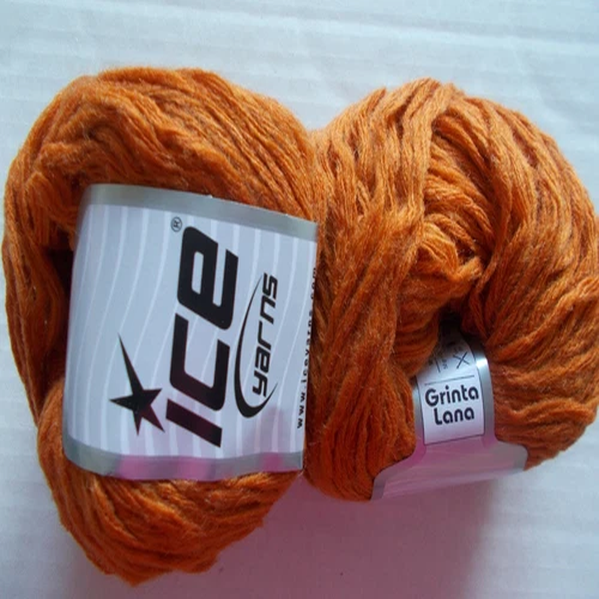 Grinta Lana wool blend yarn by Ice Yarns, orange lot of 2, (99 yds ea)