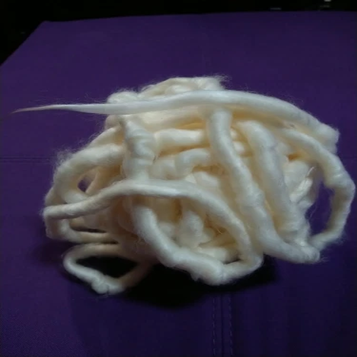 Skein Of Cream Colored Felting Cotton Or Wool Chunky Yarn