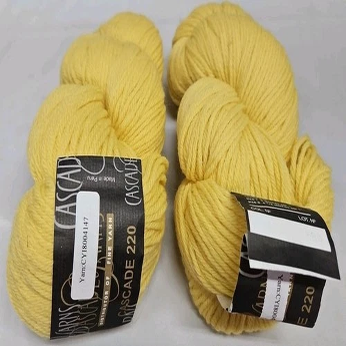 Two skeins CASCADE 220 YARN YELLOW #4147 B 100% Peruvian Higland Wool Same Lot