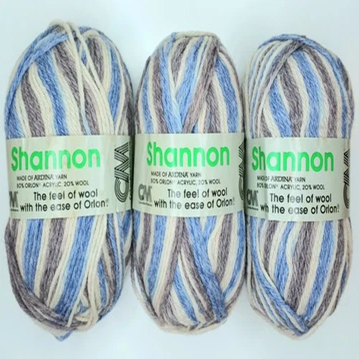 VTG 3 Skeins Shannon Ardina 2302 STEEL BLUE Yarn Columbia Minerva SAME DYE LOT