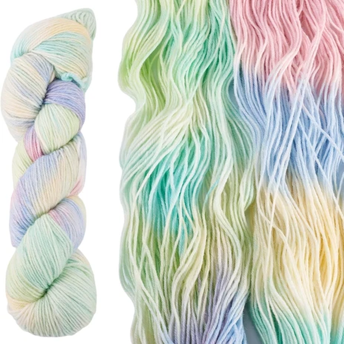 295 Yard Wool Rainbow Segment Dyed Yarn Hand Knitting Threads 2Mm Wool Yarn for
