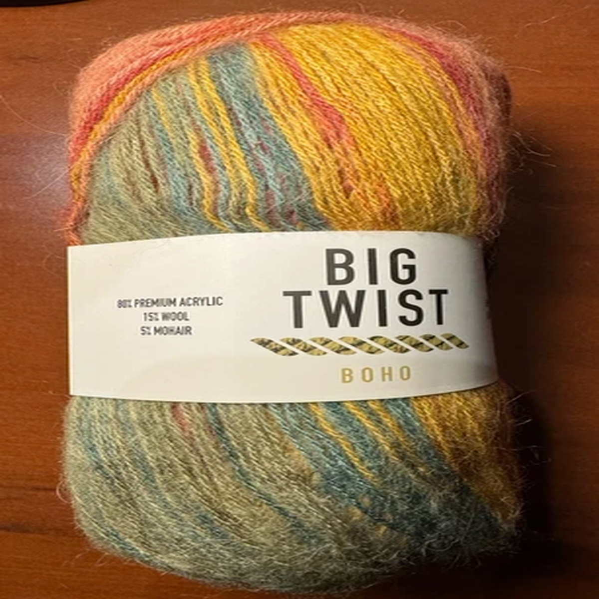 Joann Big Twist Boho Mohair Wool Acrylic Blend Yarn, Golden Teal, discontinued