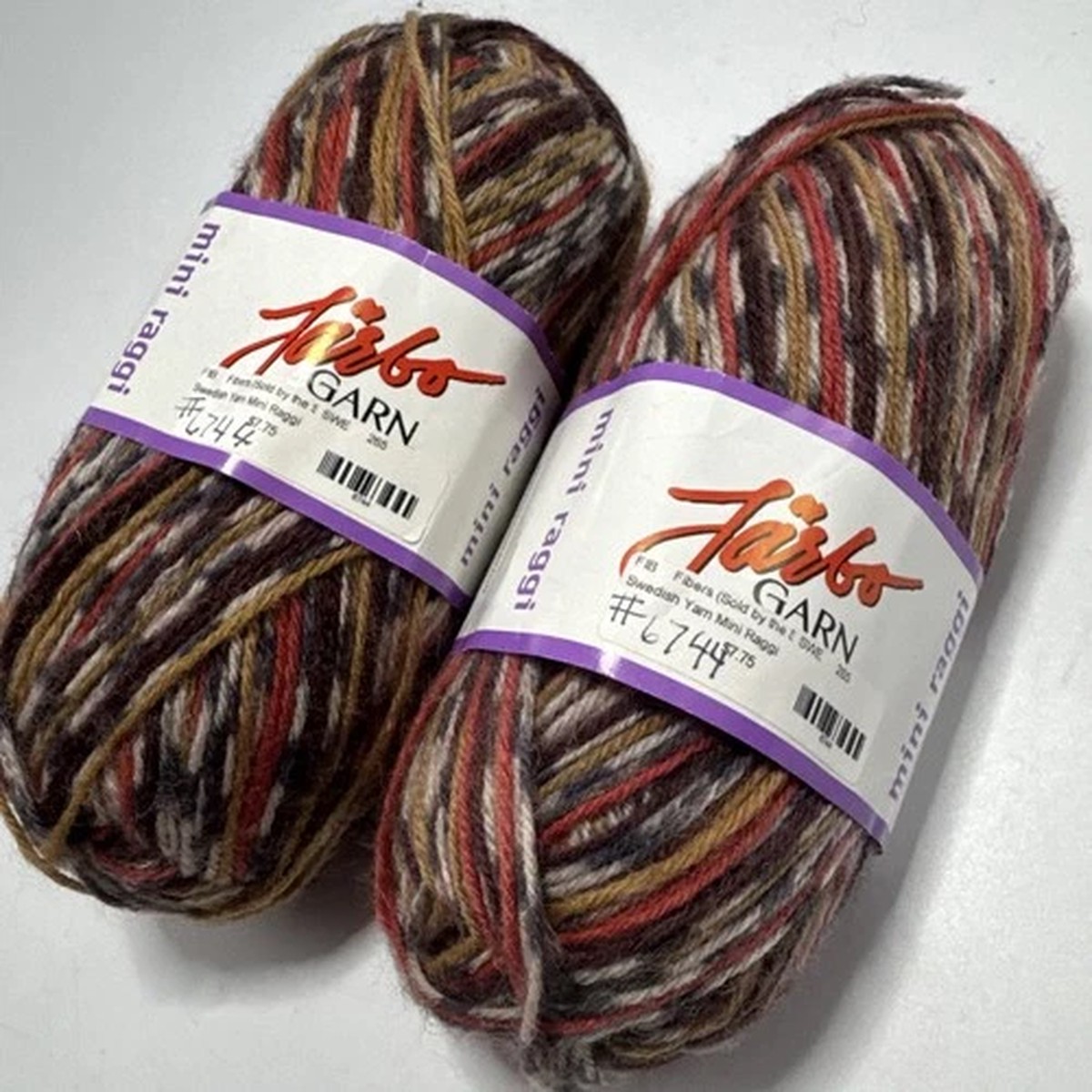 Lot of 2 Skeins JARBO GARN Mini Raggi Sock Yarn Multicolor #265 Sweden