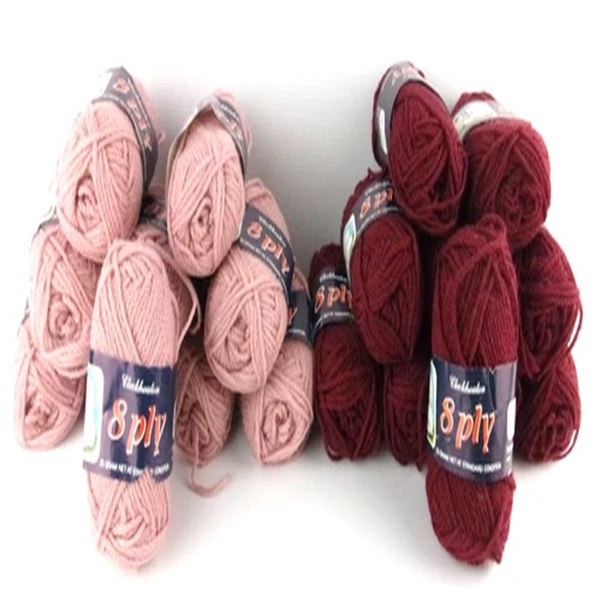 Vntg New Cleckheaton 8ply 10x25g Balls of No. 18 Burgundy or No. 180 Dusty Pink