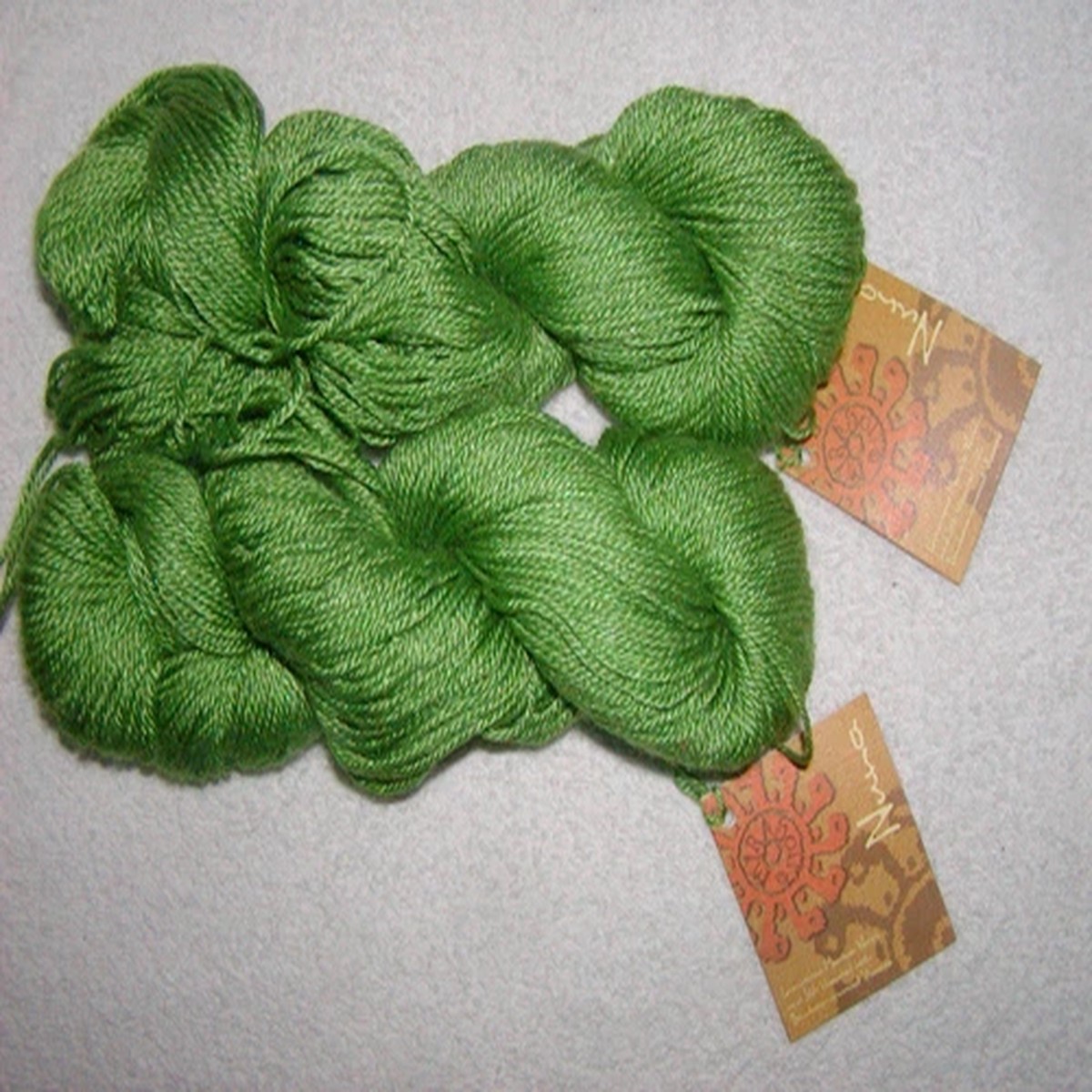 2 SKEINS - Mirasol NUNA. Merino/Silk/Bamboo Blend. Color #1056 - BRIGHT GREEN