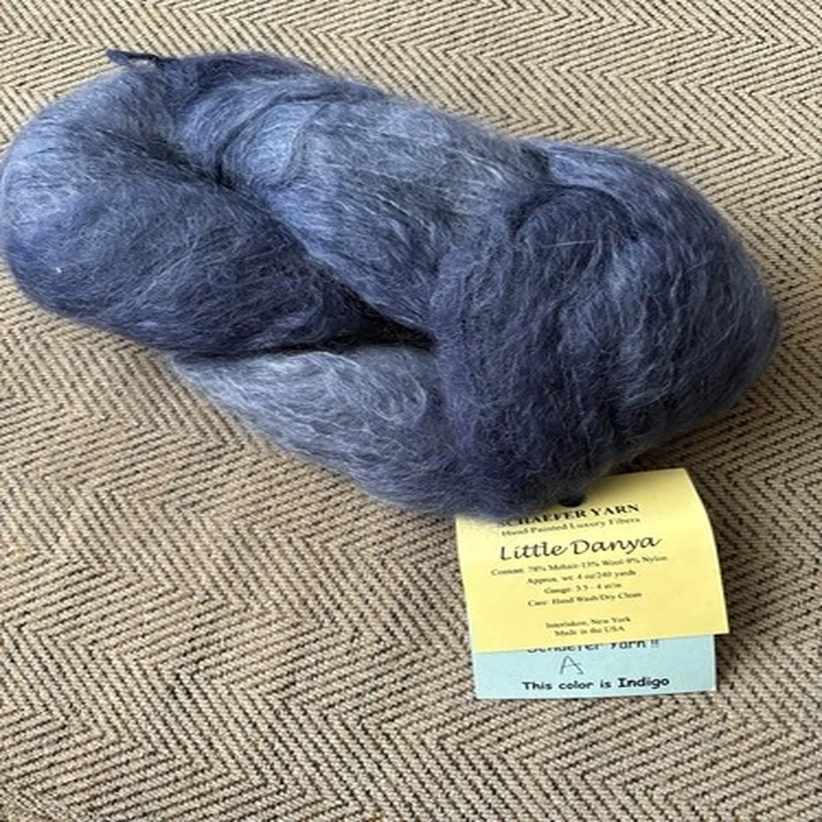 Schaefer Yarn Little Danya Hand-Painted Mohair Blend Yarn Indigo Blue