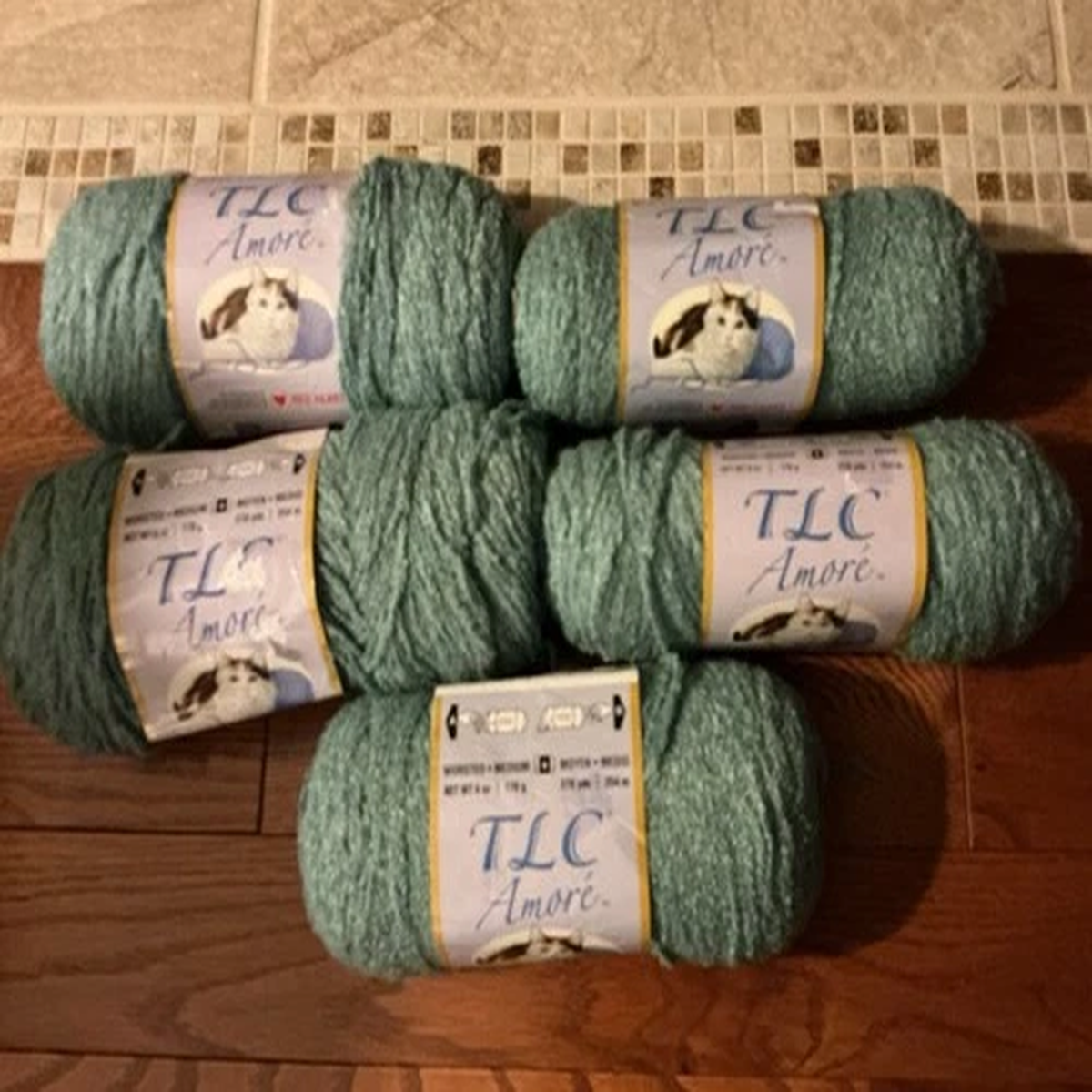 TLC Amore Yarn - 5 Skeins In Seaglass - Discontinued Yarn Brand New