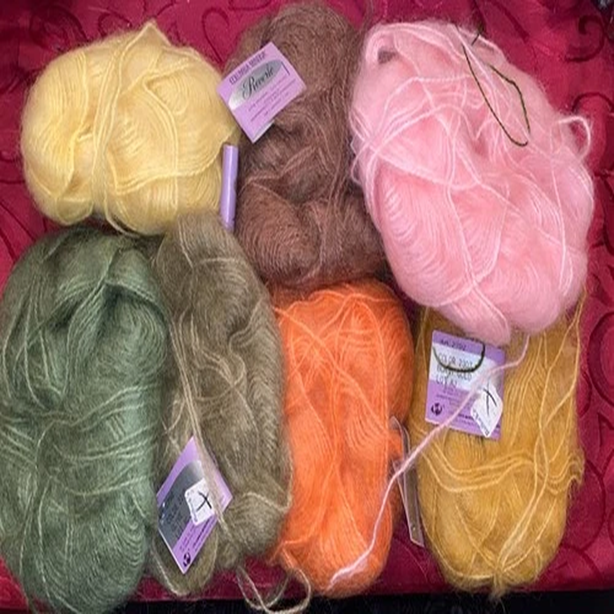 1960s VINTAGE COLUMBIA MINERVA REVERIE MOHAIR YARN BULLOCKS 7 Skeins FABULOUS