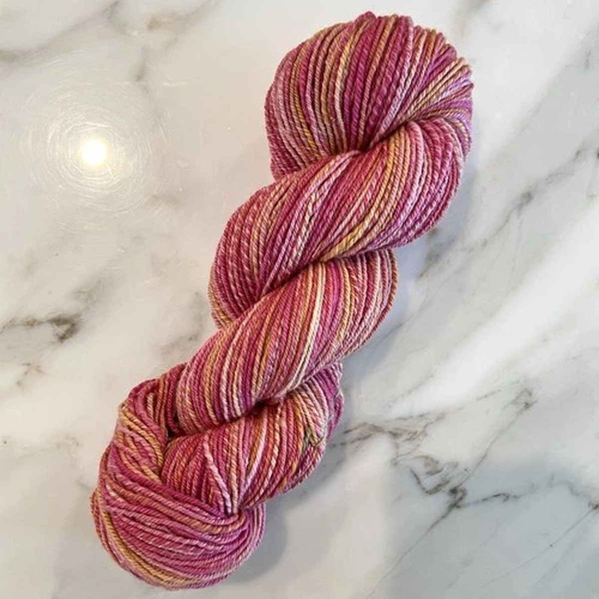 Handspun 100% Merino Wool Medium Weight Yarn in Strawberry Lemonade