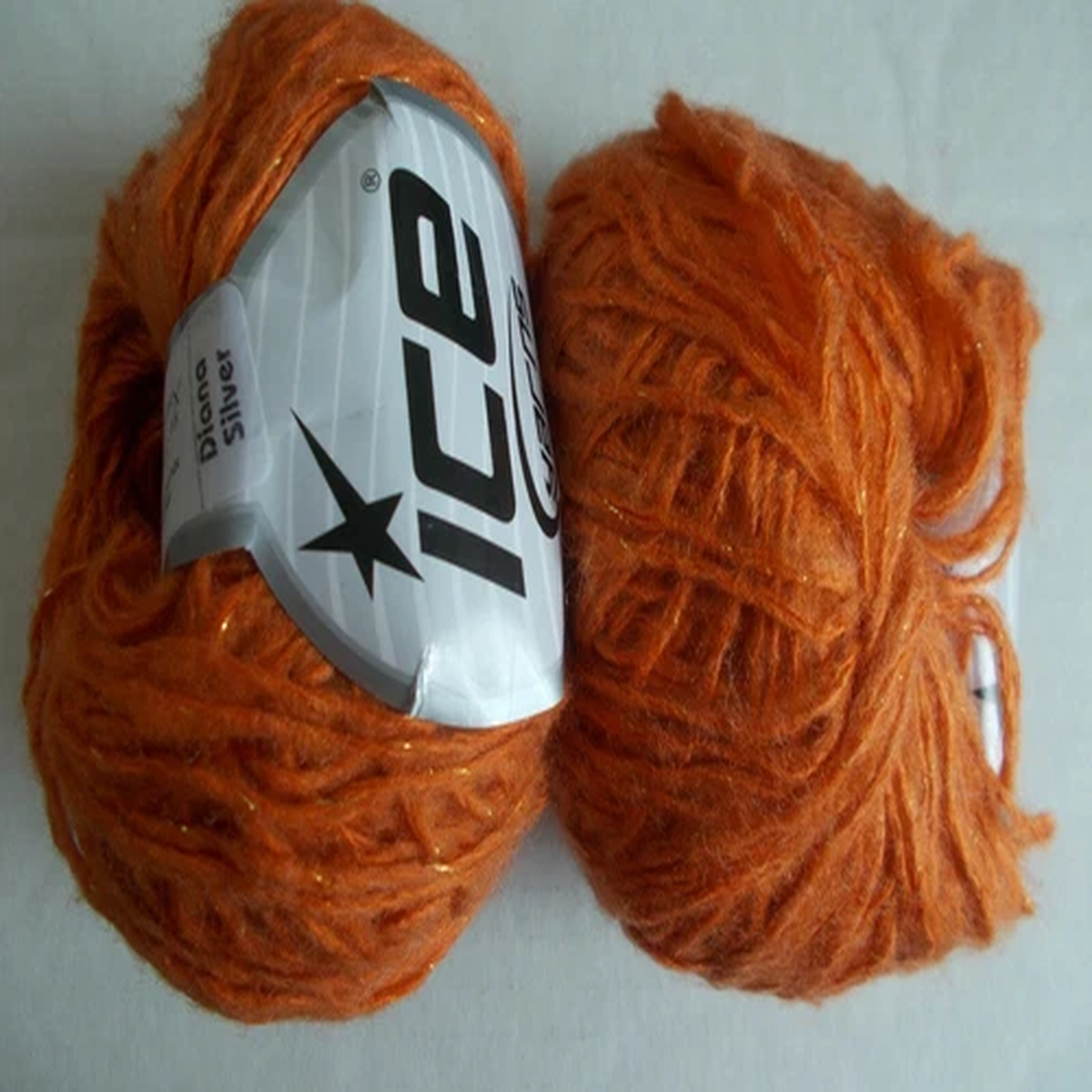 Ice Yarns Diana Silver wool blend yarn, burnt orange, lot of 2 (121 yds each)