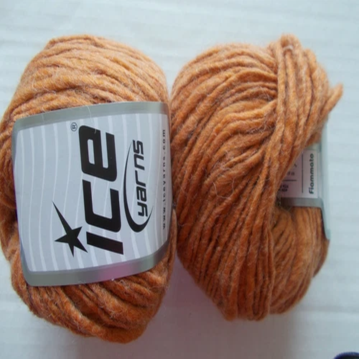 Ice Yarns Flammato textured wool blend yarn, orange, lot of 2 (99 yds ea)