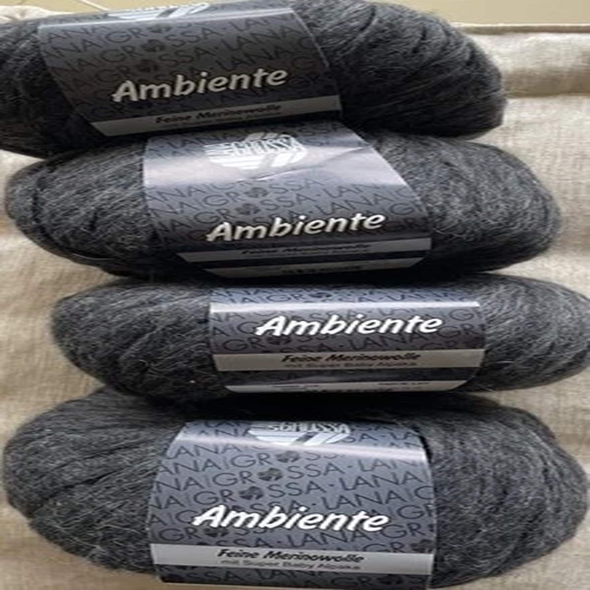 Lot of 4, Lana Grossa AMBIENTE, 70%VirginWool/30%Alpaca, col#005, Gray