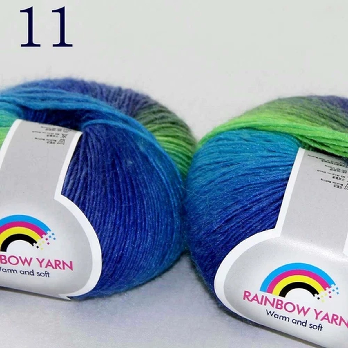 Sale 2Ballsx50gr Colorful Rainbow Rug Shawl Cashmere Wool Hand Crochet Yarn 11