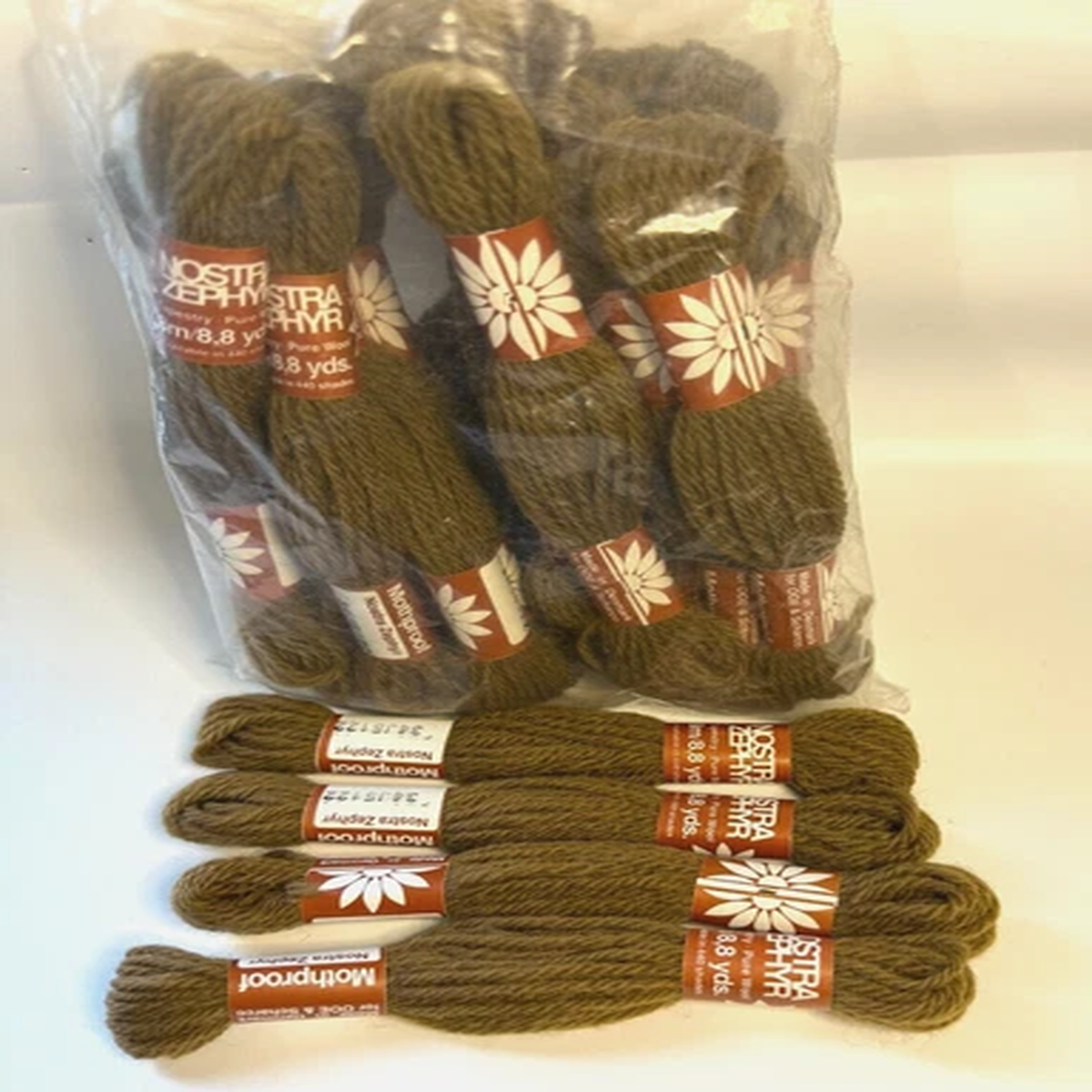 Tapestry Wool Lot Of 21 Nostra Zephyr 8.8 yd skeins needlepoint 34J5122 Denmark
