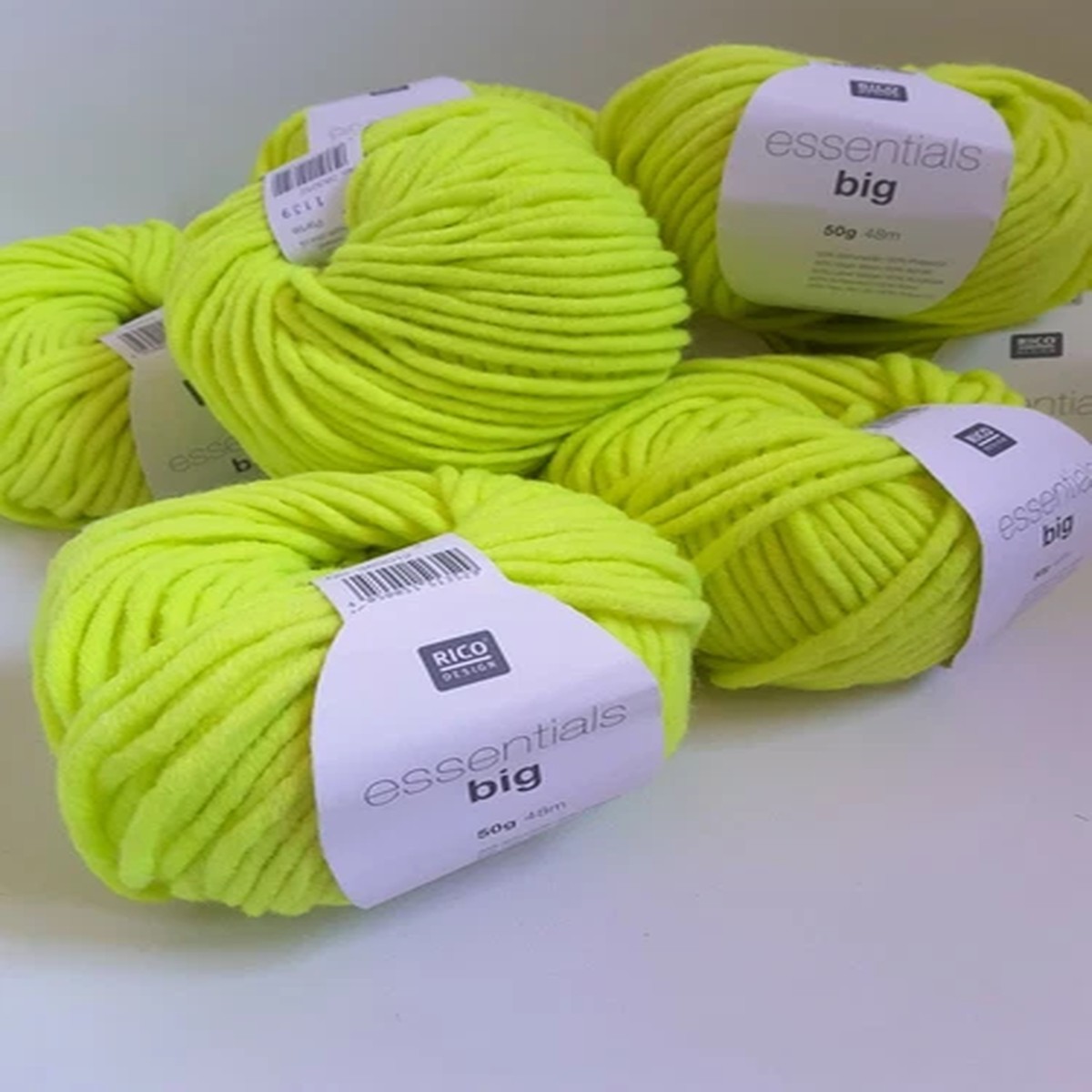 9 x ESSENTIALS BIG FLUO YELLOW 50% VIRGEN WOOL YARN 50gr each