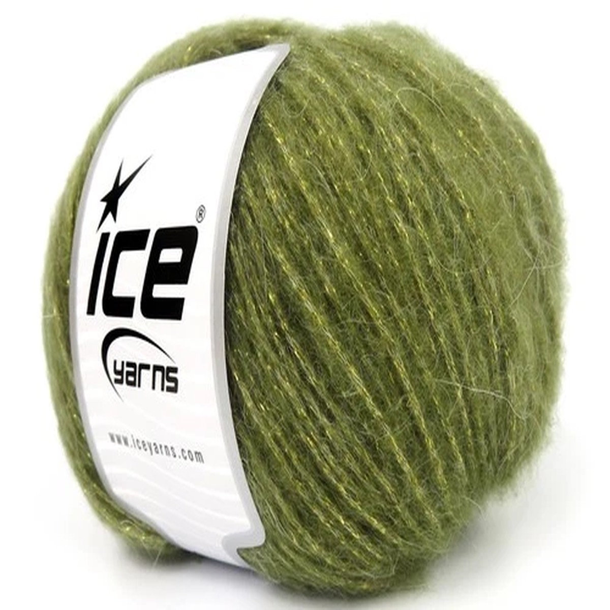 Charm Khaki Gold 84531 Ice Yarns DK Mohair Wool Blend w/ Sparkle 50gr 218yds