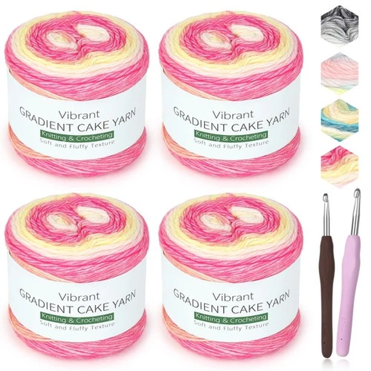 Katech Ombr Yarn for Crocheting-Gradient Cake Yarn-4x100g Worsted Weight, Q