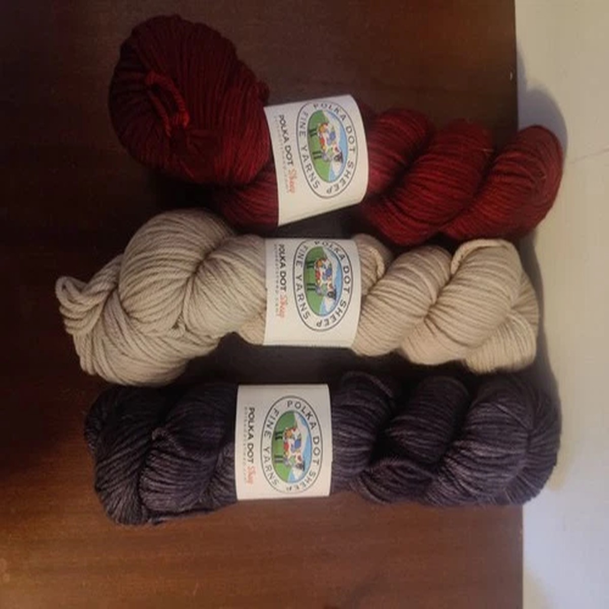 Polka Dot Sheep Barn Yarn Whitefish Worsted Lot Of 3 Colors. Winter Raven/Dusty
